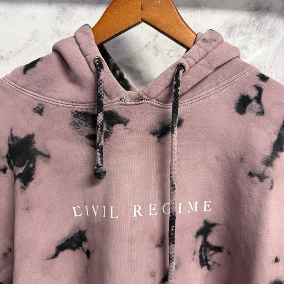 Civil Regime Hoodie Sweatshirt Mens XL 26.5x29.5 Tie Dye Embroidered Floral - Picture 3 of 10